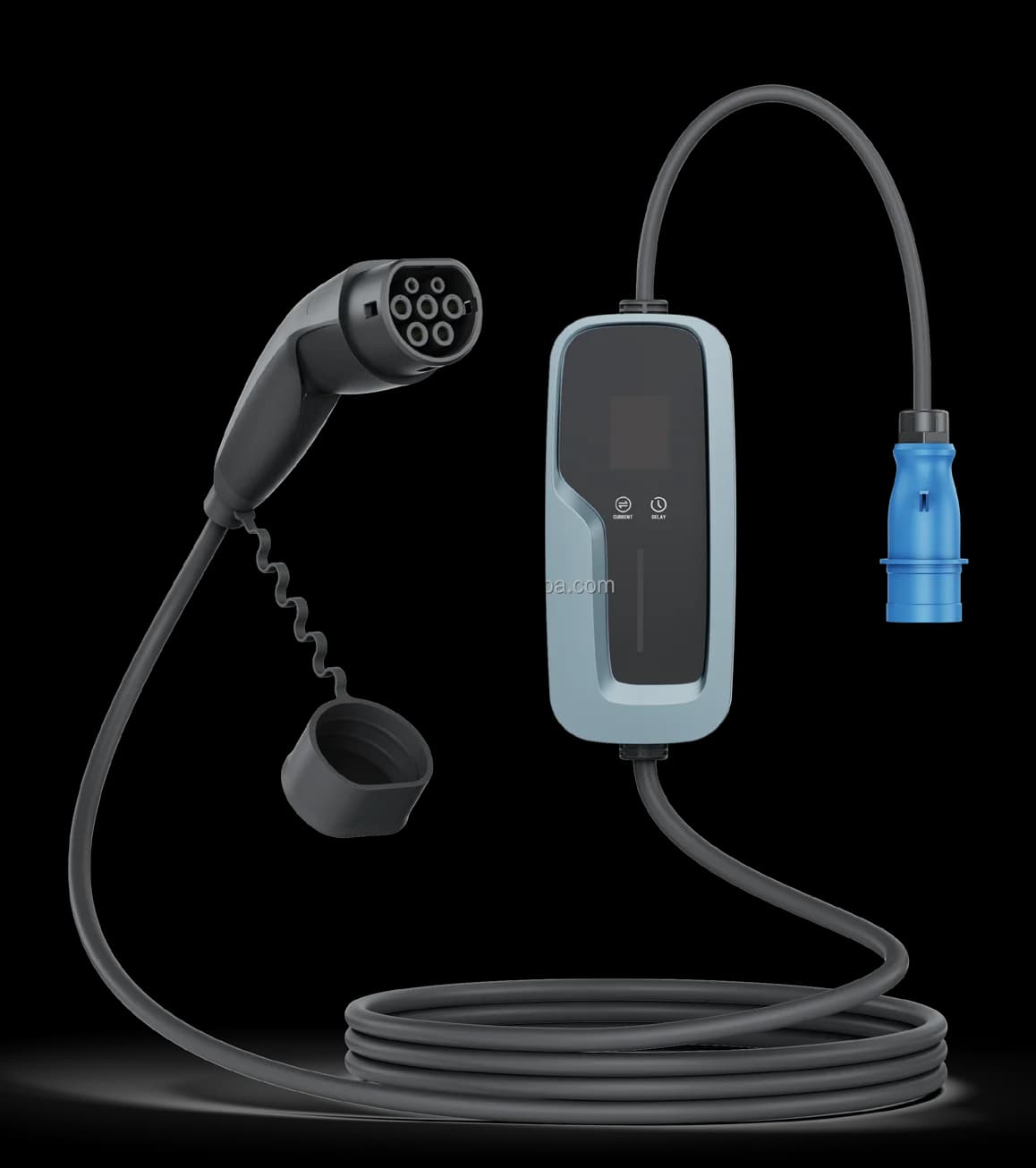 16A 32A 7kW 230V Single Phase Type2 Portable Level 2 Home Electric Car Charger With Adaptable Power Plugs CEE+Schuko