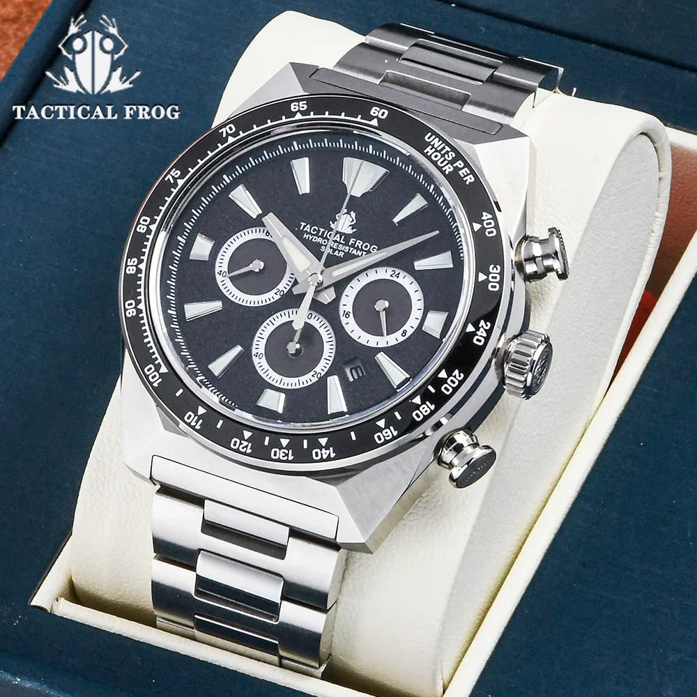 Orologio cronografo tattico rana solare VS75A Eco-Drive lunetta in ceramica al quarzo specchio in cristallo di zaffiro orologio da uomo luminoso 20Bar