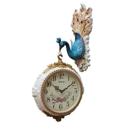 European Minimalist Watch Creative Peacock Wall Clock For Living Room Home Use Modern Two Sided Silent Clock Modern Design