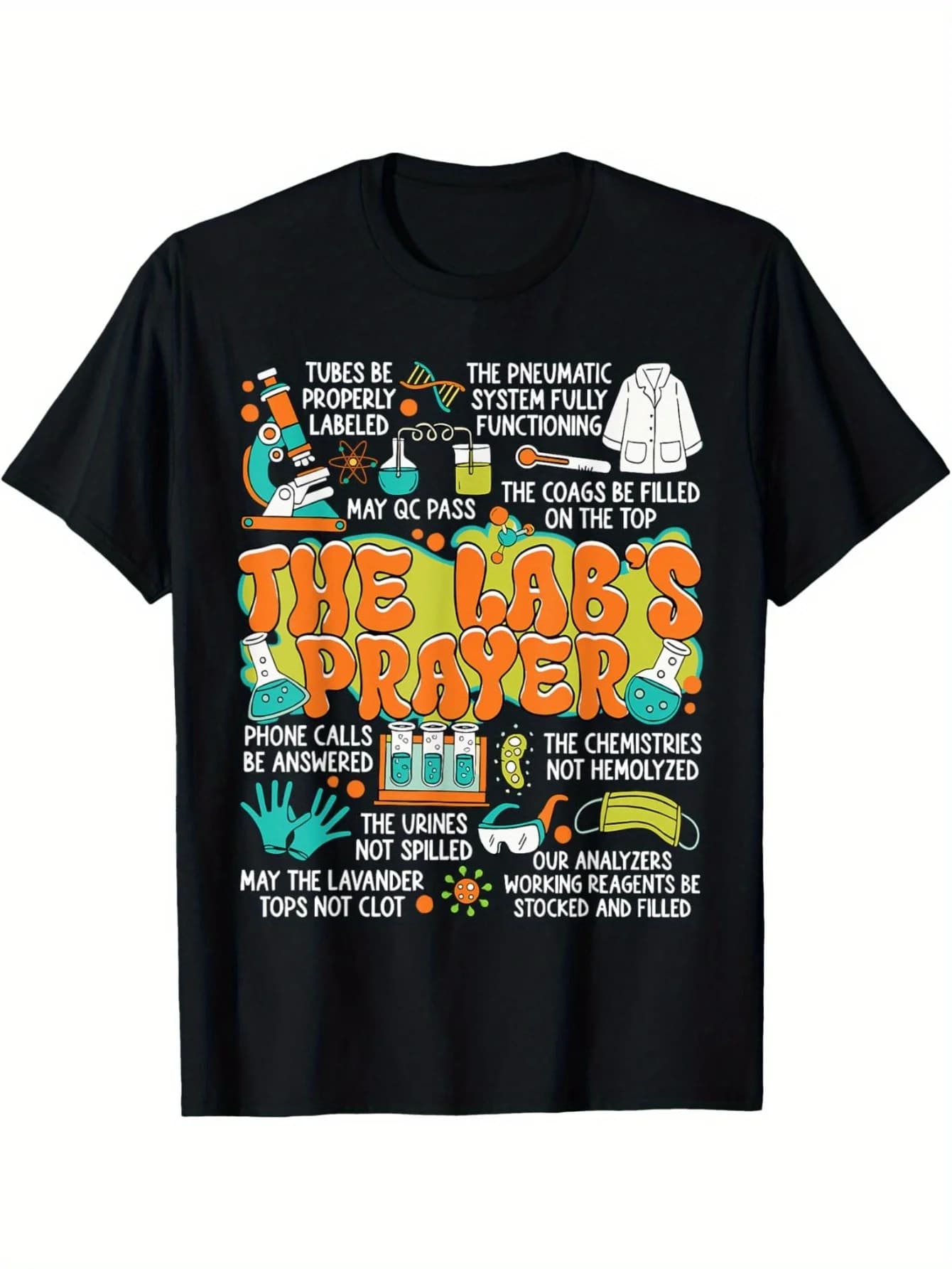 Funny Men's Black Graphic T-Shirt Lab Equipment Microscope Beakers Test Tubes Funny Science Quote Typography Print 100% Cotton Heavyweight Short Sleeve Casual Streetwear Tee