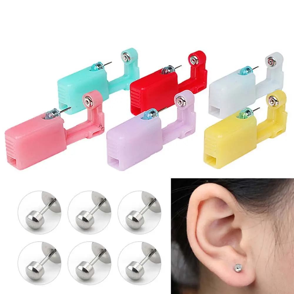 Trago del naso di sicurezza sterile Nessun dolore Piercer per orecchini Macchina monouso per piercing all'orecchio del naso Strumento per piercing all'elica in acciaio