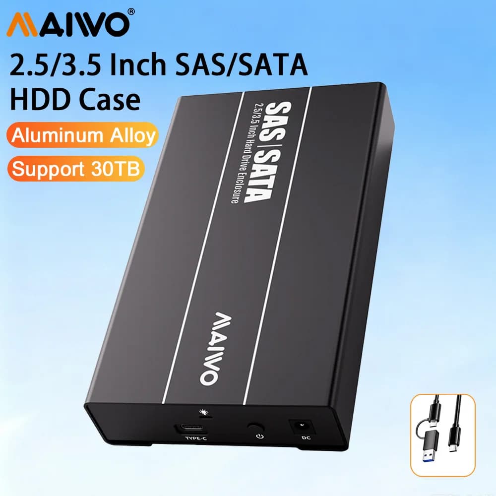 Case MAIWO per SSD M.2 SATA NGFF, custodia per SSD con adattatore USB 3.0 a 5 Gbps, compatibile con SSD 2242 e 2230, box esterno in lega di alluminio per PC e laptop.