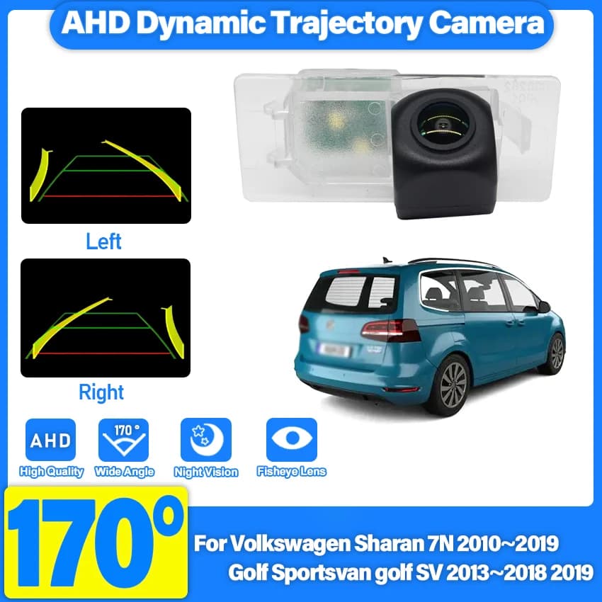 Rear View Reverse Camera For Volkswagen Sharan 7N Golf Sportsvan Golf SV AHD HD Fisheye Night Vision Backup License Plate Camera
