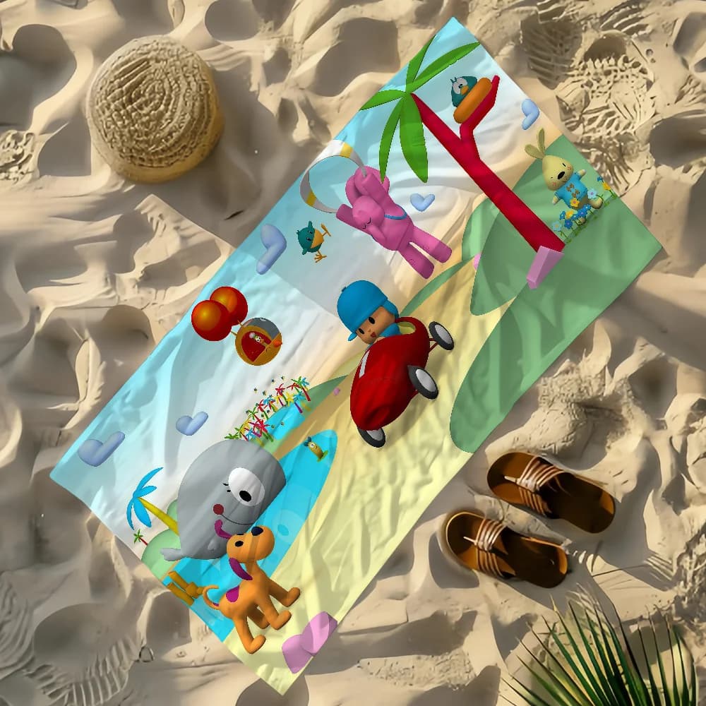 Asciugamano da Spiaggia P-P-PocoyoS-ES, Asciugatura Rapida, Leggero, Cartone Animato, Portatile, per Sauna, Campeggio, Piscina, Viaggio
