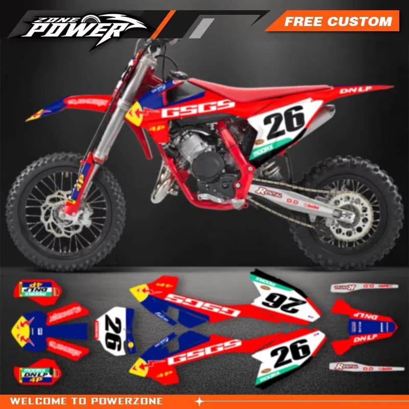 Powerzone Per GASGAS Gas Gas MC65 MC 65 2021 2022 Personalizzato Squadra Decalcomanie Grafica Adesivi Kit Numero Nome Sfondo Personalizzato