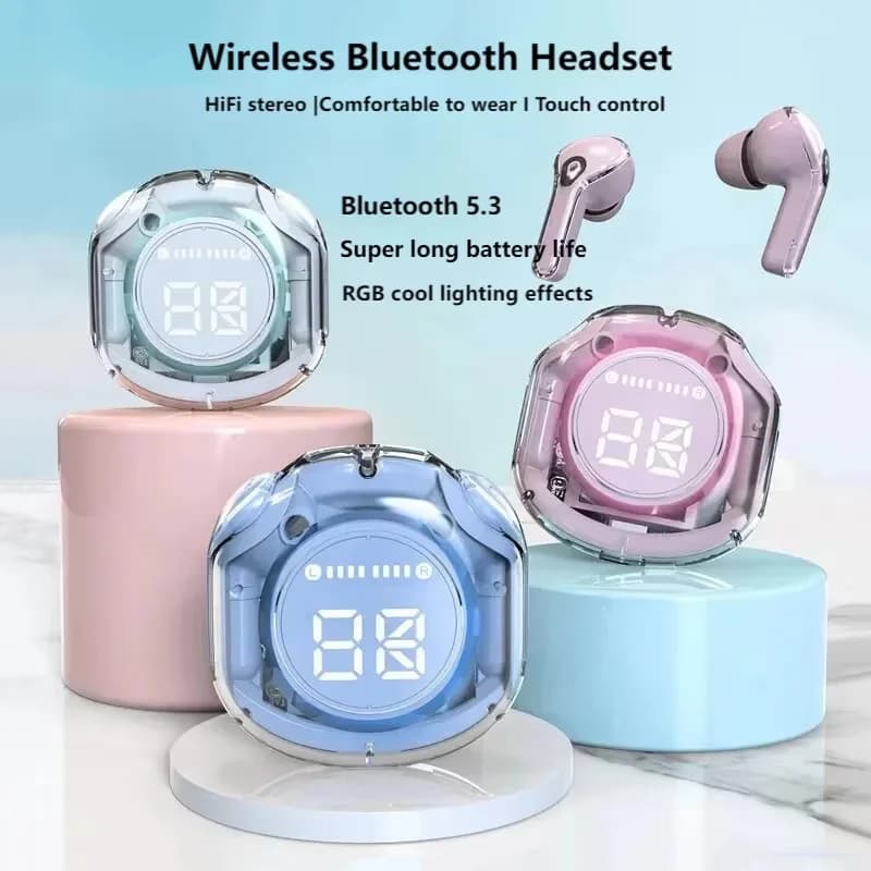 Bluetooth 5.3 Wireless Headphones for Sports, Noise Reduction, Stereo Headphones with Digital LED Display for iPhone