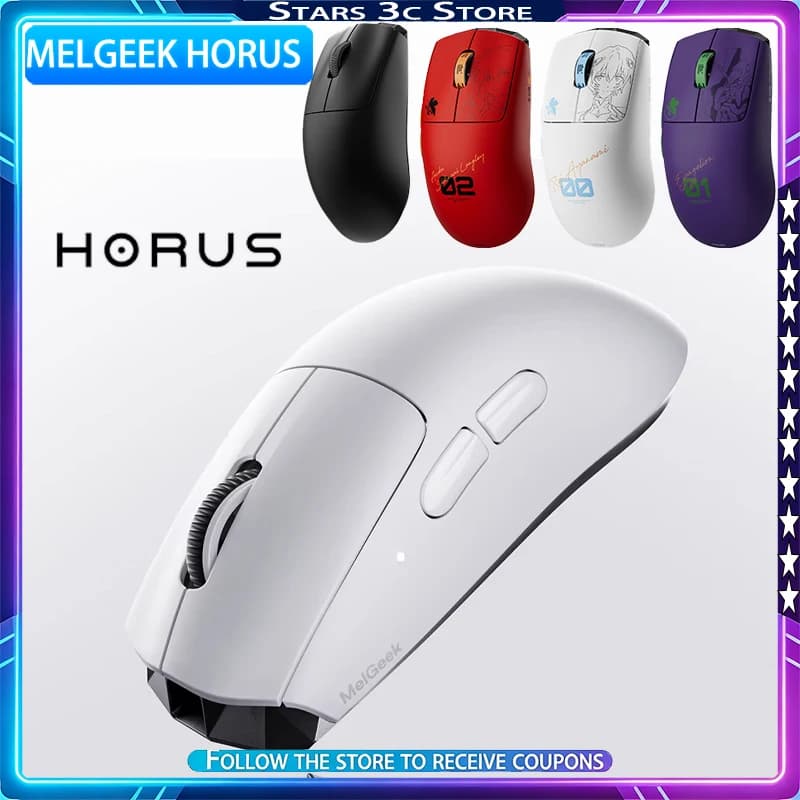 Mouse Wireless MelGeek HORUS Paw3950, Lightweight and Ergonomic, Double Frequency 8k, Low Latenza 0.25ms, Gaming Mouse, Computer Accessories