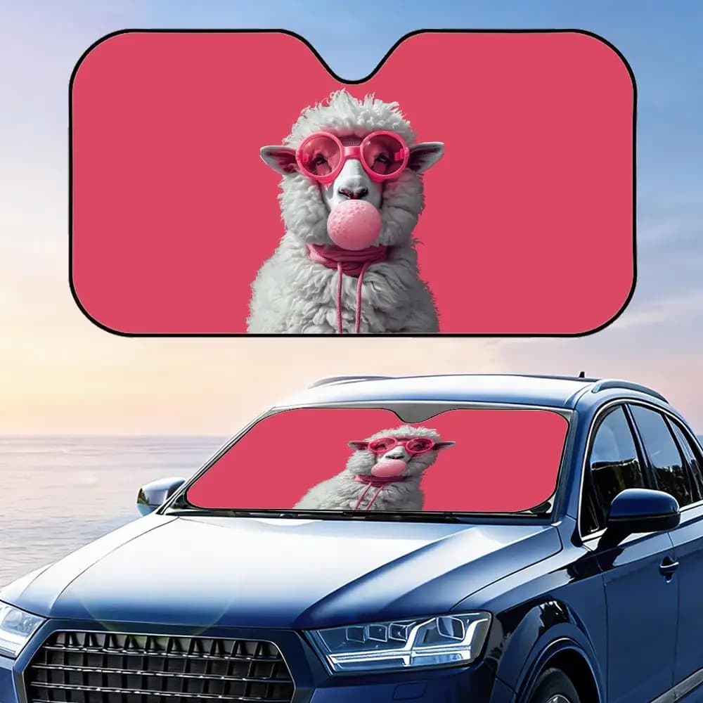 Parasole per Auto a Forma di Agnello, Riutilizzabile, in Alluminio, Protezione UV, Isolamento Termico a Tre Strati, Parasole per Parabrezza