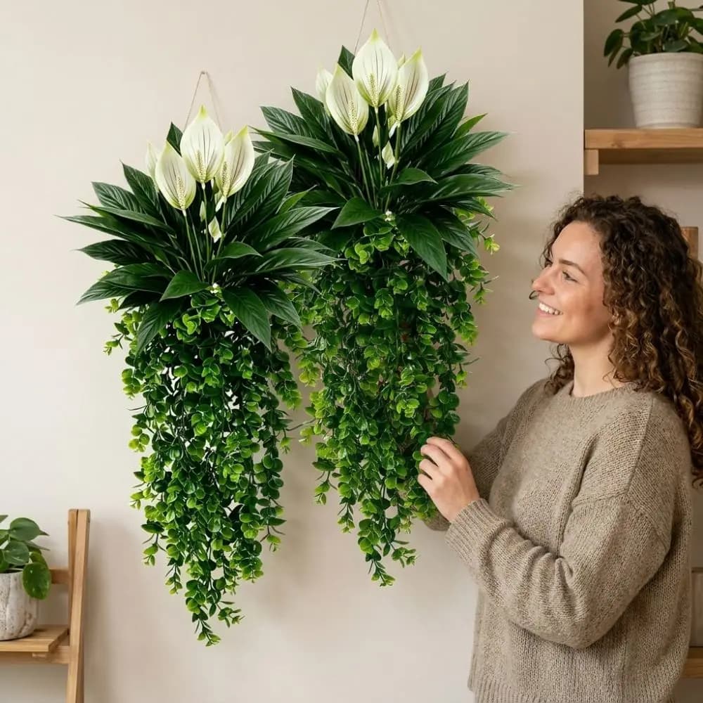 Realistic Artificial Eucalyptus Hanging Plant Anti-fade Simulated Eucalyptus Wall Vine Set UV Resistant Long Lasting Texture
