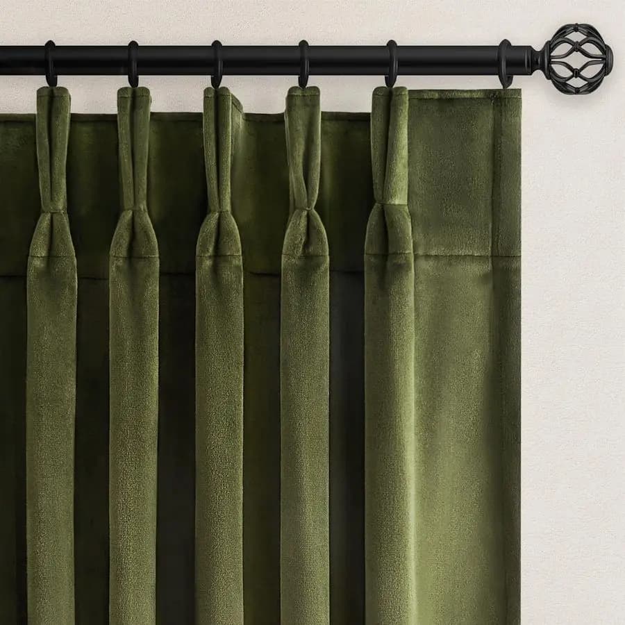 Dark Green Velvet Curtains 84 Inches 2 Green Forest Panels Elegant Vintage with Pitches for Living Bedroom