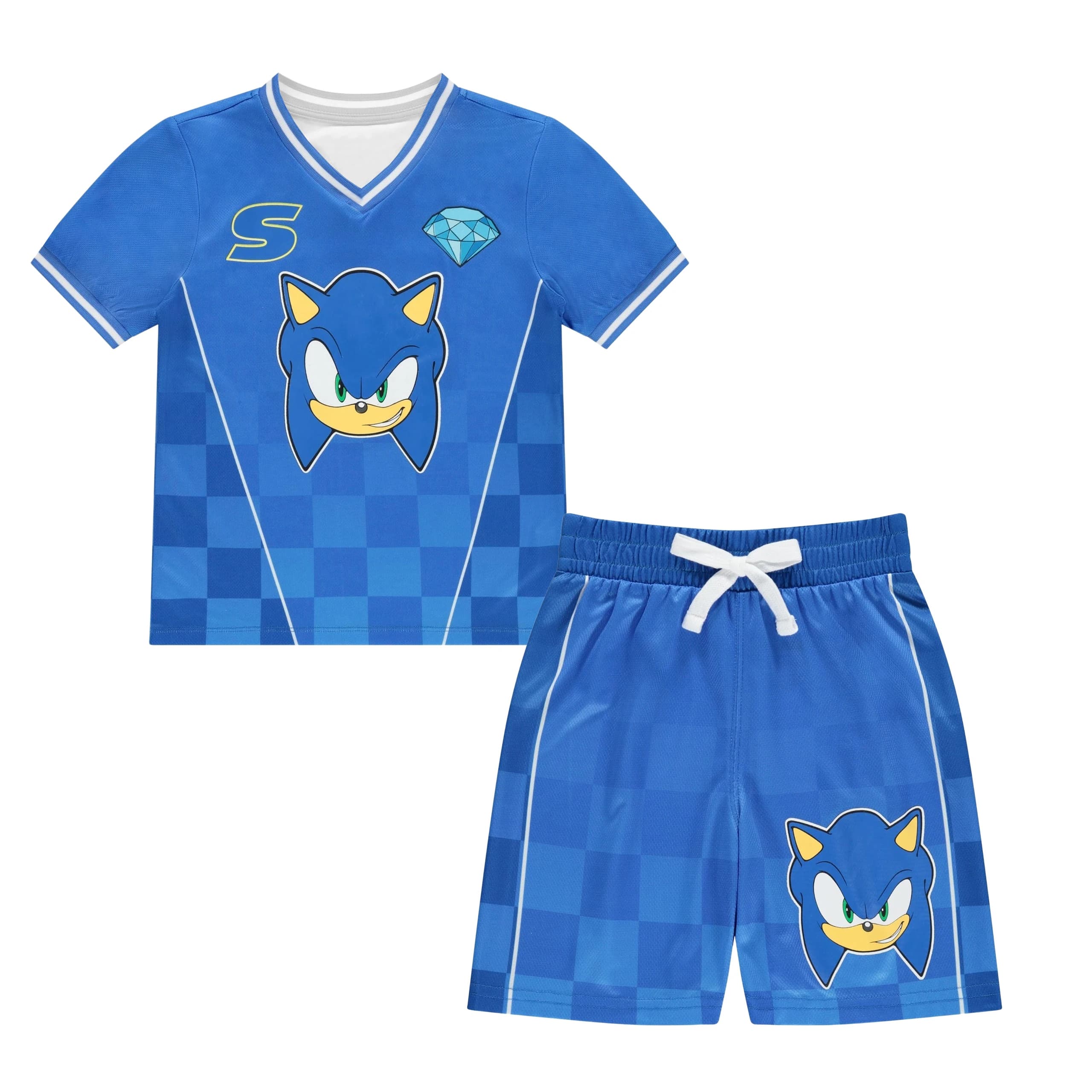 Hot Toys Sonic The Hedgehog Set pigiama con stampa anime per famiglia, estivo, per ragazzi e ragazze, t-shirt e pantaloncini, 2 pezzi, traspirante, ad asciugatura rapida