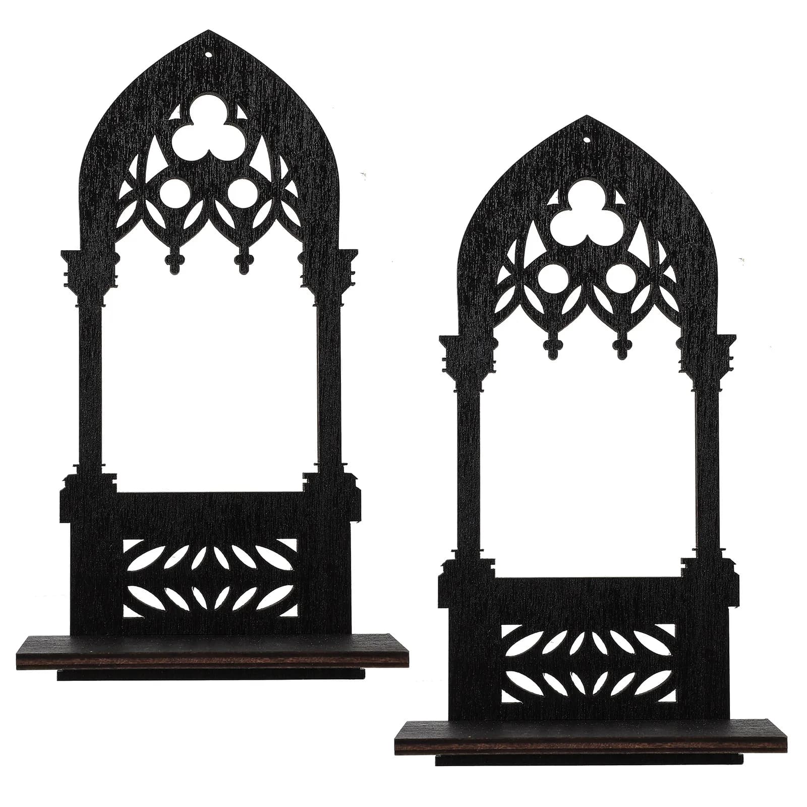 1 Paio di Portacandele Gotici Neri Vintage con Design ad Arco per Candele a Colonna, Centrotavola per Chiesa, Caffetteria, Casa