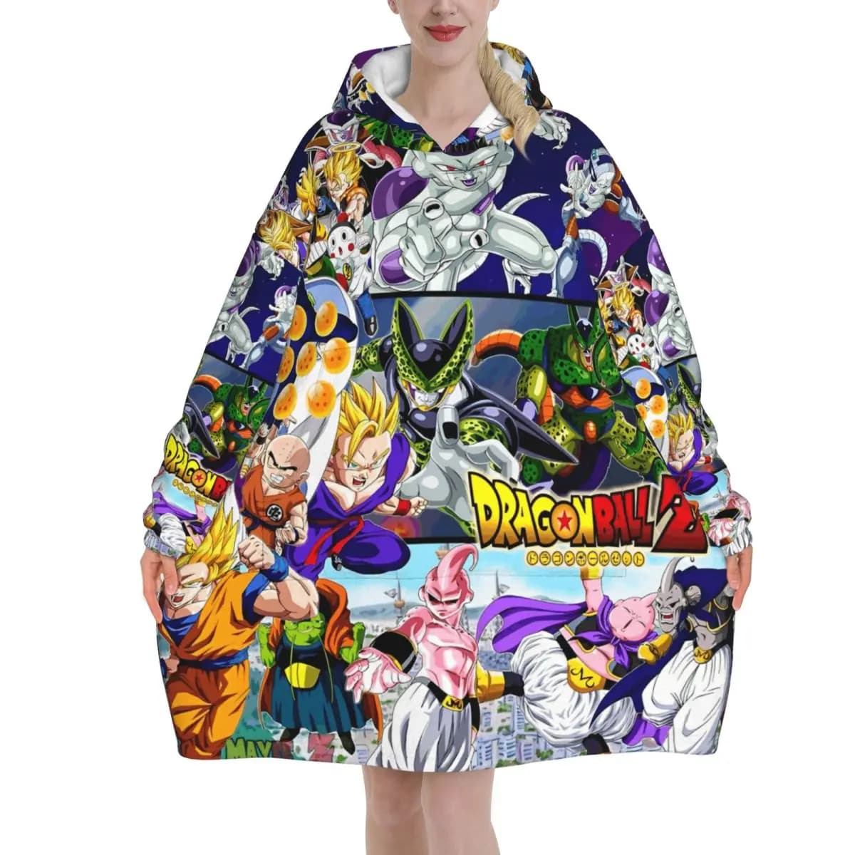 Dragon Ball DragonBall Covered anime with hood Oversize wearable cover with pocket Warm fur bag Soft and cozy