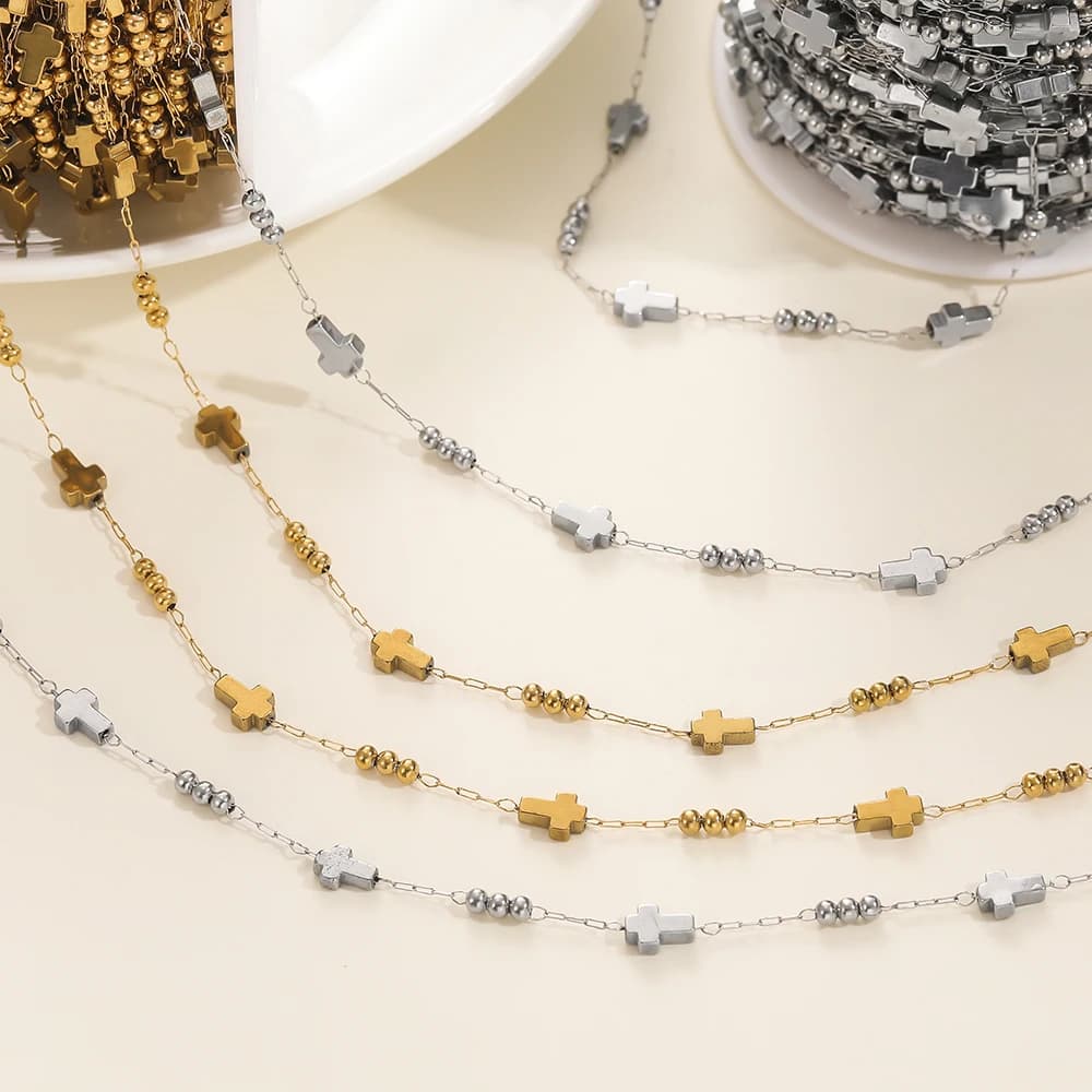 Catene incrociate in acciaio inossidabile da 1 metro/pacco per la creazione di gioielli Accessori per catene sfuse per collane da donna e uomo fai-da-te