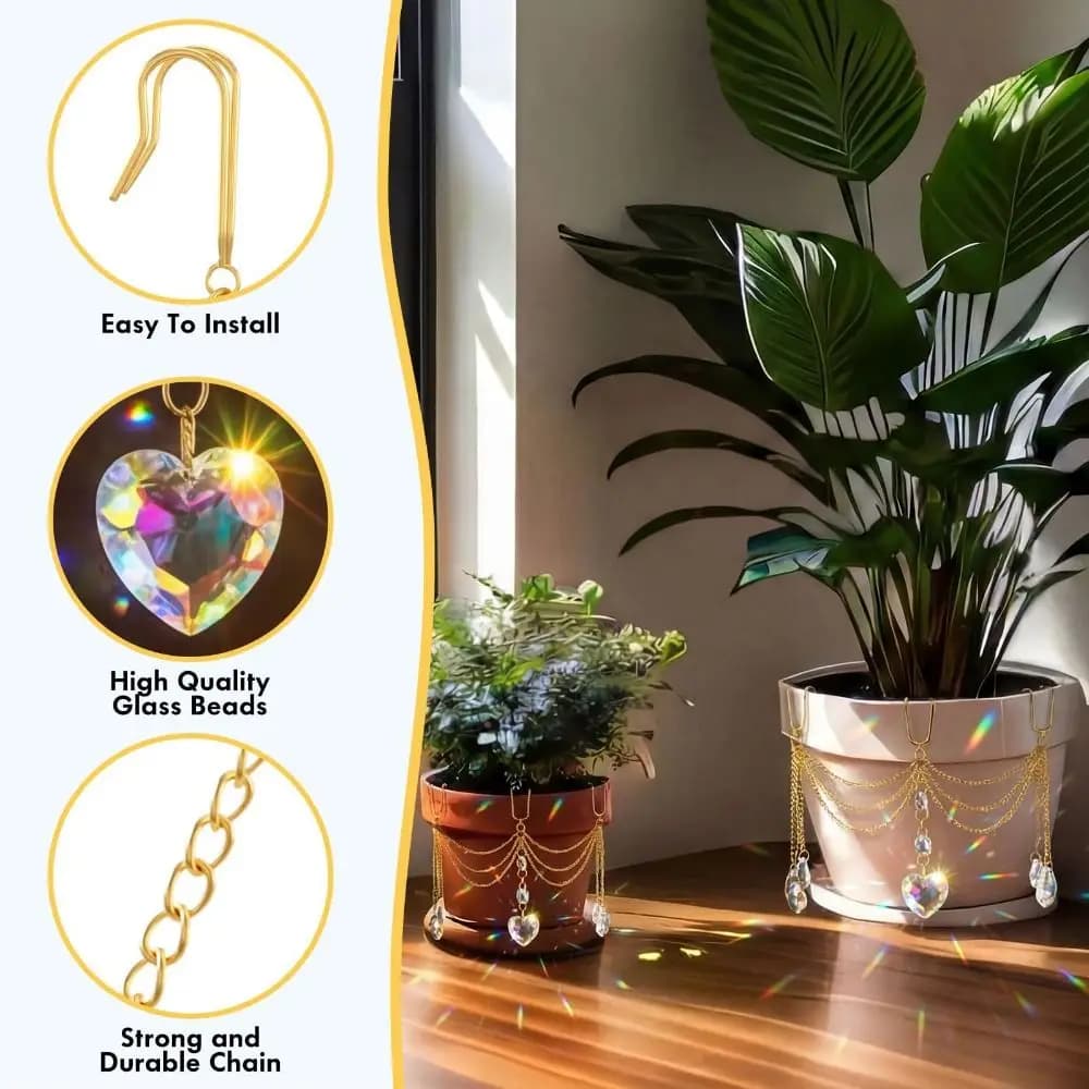 Handmade Crystal Suncatcher Pot Accessory Creative Hanging Drop Bead Plant Decoration Hanging Decoration Rainbow Maker