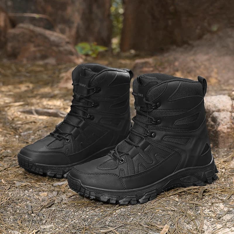 High Top Tactical Combat Training Boots Men's Outdoor Climbing Shoes Waterproof Hiking Boots Non-slip Trail Running Sneakers