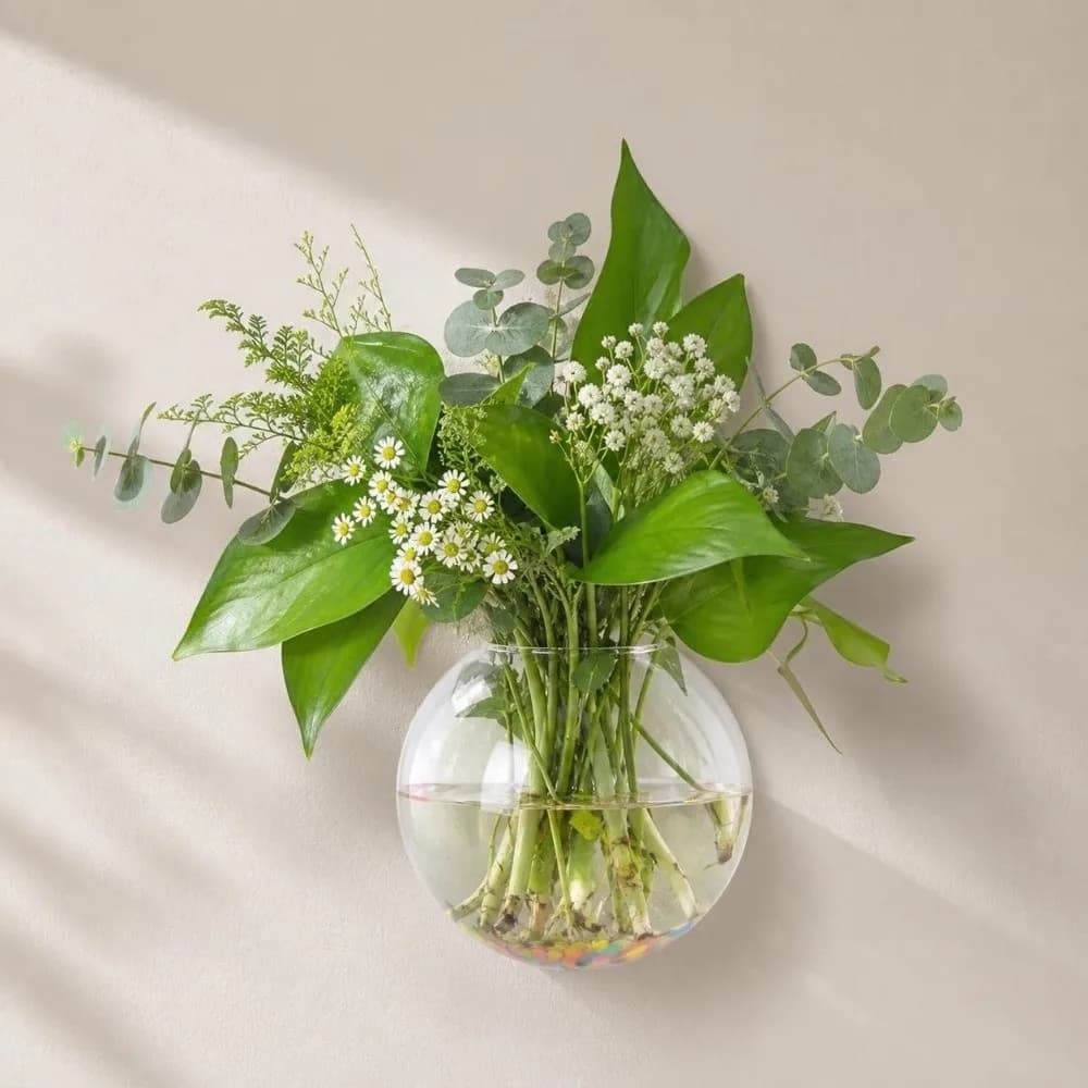 Vase Wall Mounted Flower Pot Irregular Shape Hanging Hydroponic Plant Holder Transparent Glass Geometric Flower Pot