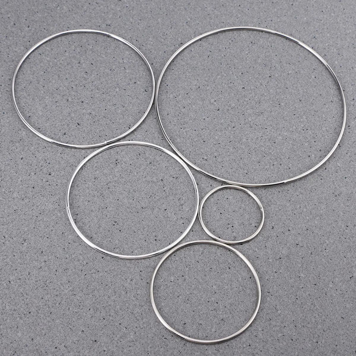 5Pcs Metal Craft Hoops Silver Various Sizes DIY Dreamcatcher Macrame Plant Hanger Handmade Decoration Supplies Capturing