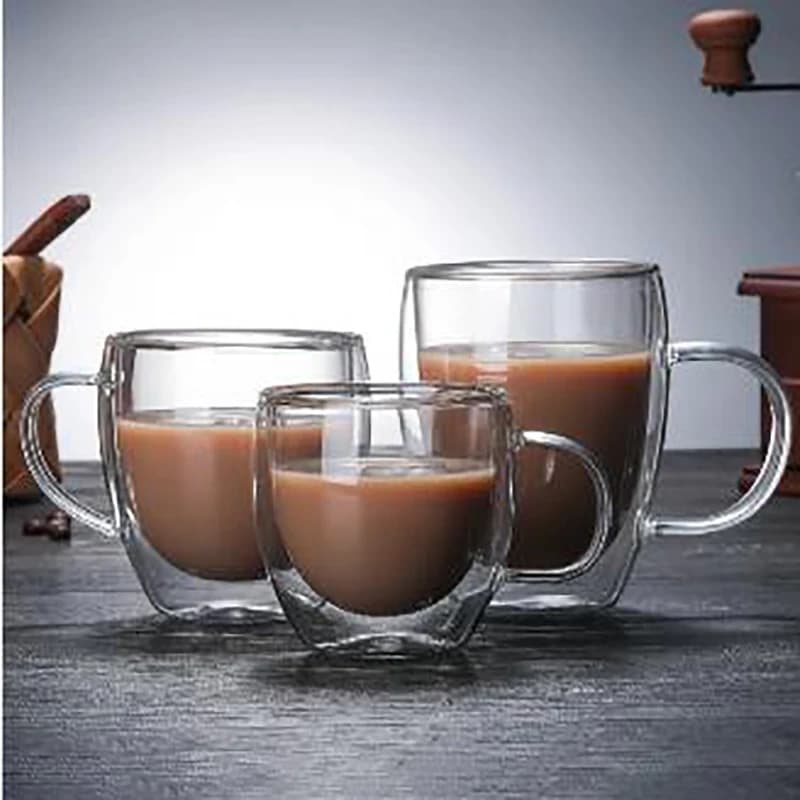 Tazza di vetro a doppia parete resistente al calore Tazza di vetro ad alto contenuto di borosilicato Succo di birra Caffè Tazze d'acqua Tazza trasparente Bicchieri regalo