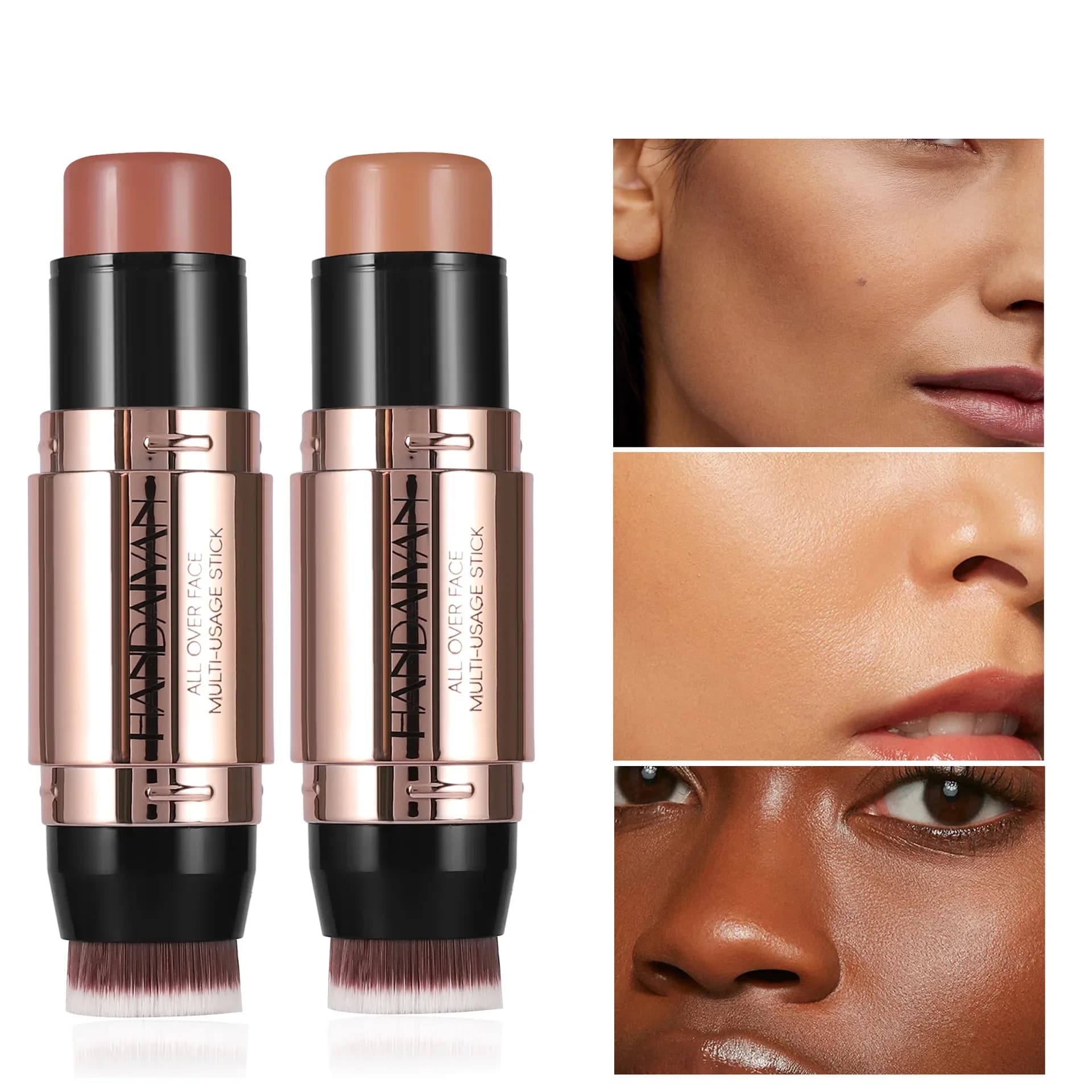 Evidenziatore a doppia testa Stick Contorno Stick Contorno viso liscio come setoso naturale impermeabile per ombretto per naso con pennelli per trucco