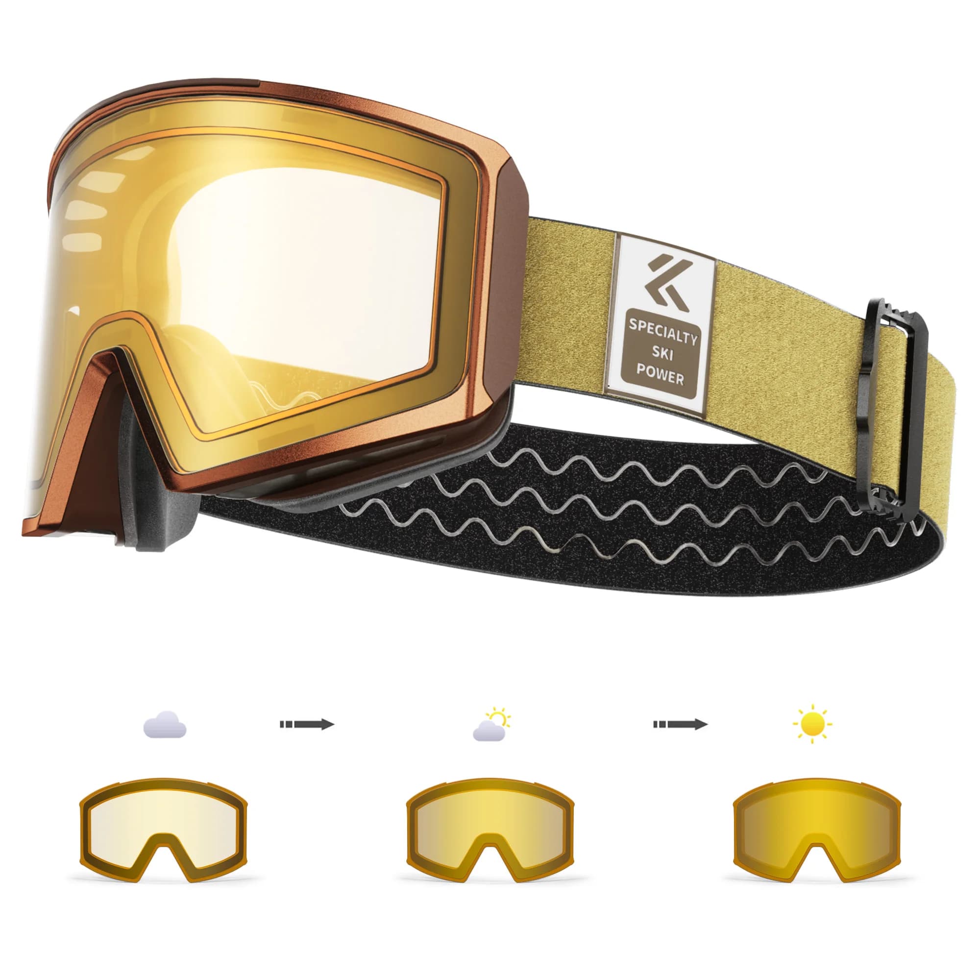 KAPVOE Uomo Occhiali da sci fotocromatici per esterni Occhiali da snowboard Donna Occhiali da sole da neve invernali UV400 Lenti di attrazione magnetica Nuovo