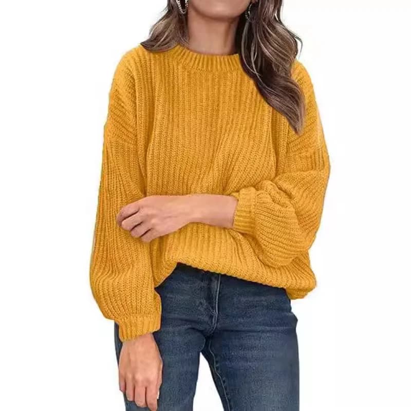 Maglione autunno e inverno nuova moda girocollo manica lunga felpa con cappuccio allentata da donna lavorata a maglia elegante top temperante vintage