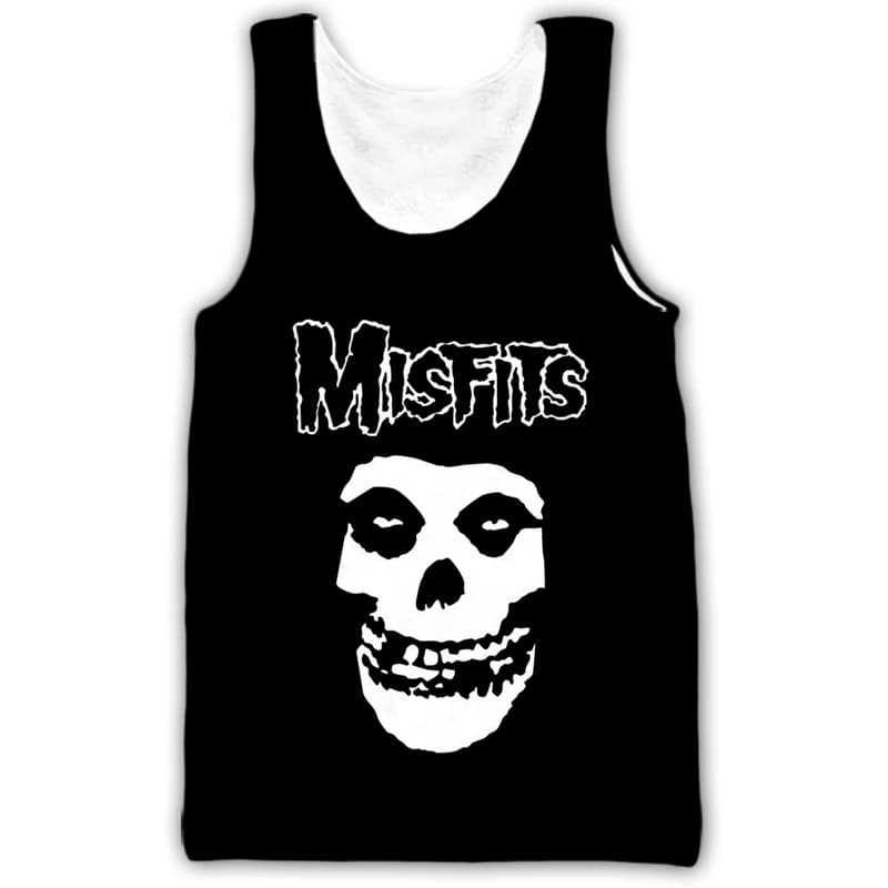 New Misfits Rock Band Canotte Teschio Stampa 3D Streetwear Canotta senza maniche oversize da uomo Bodybuilding Gilet da palestra Abbigliamento uomo