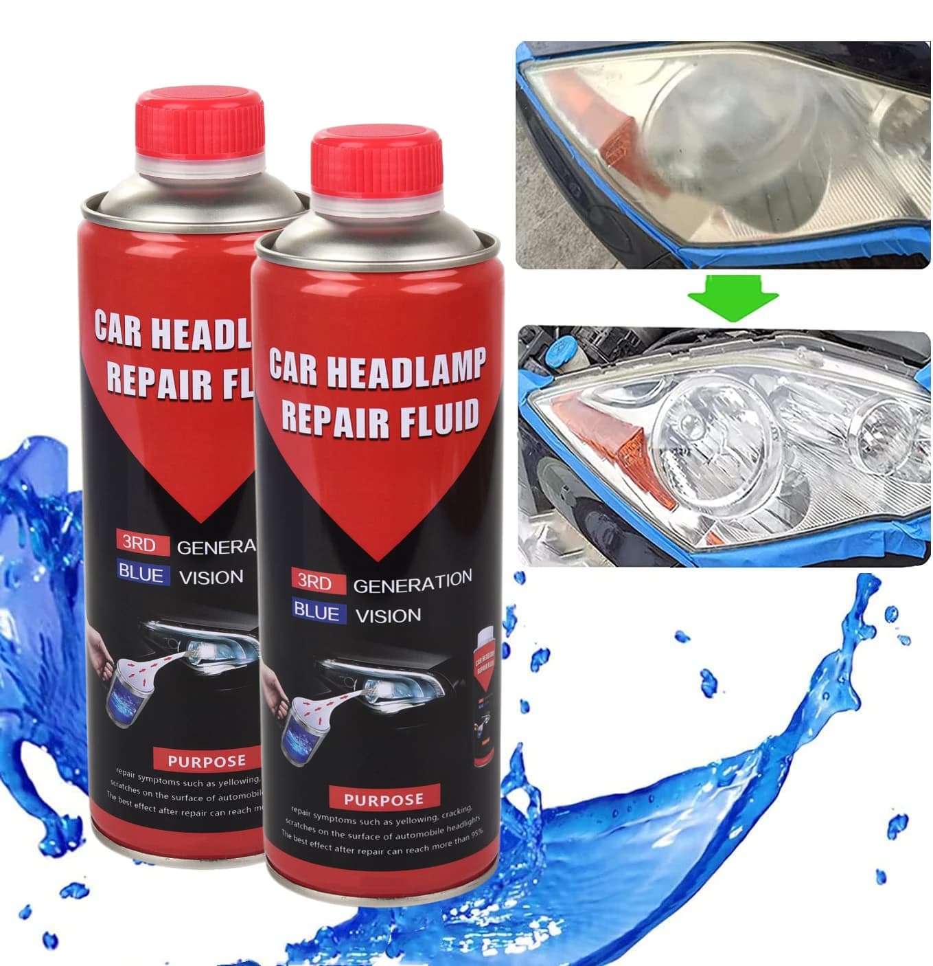 2PCS 800ML Recupero fari Lucidatura liquida Fari per auto Detergente Lucido per fari Lucido per pulizia ai polimeri liquidi Fari