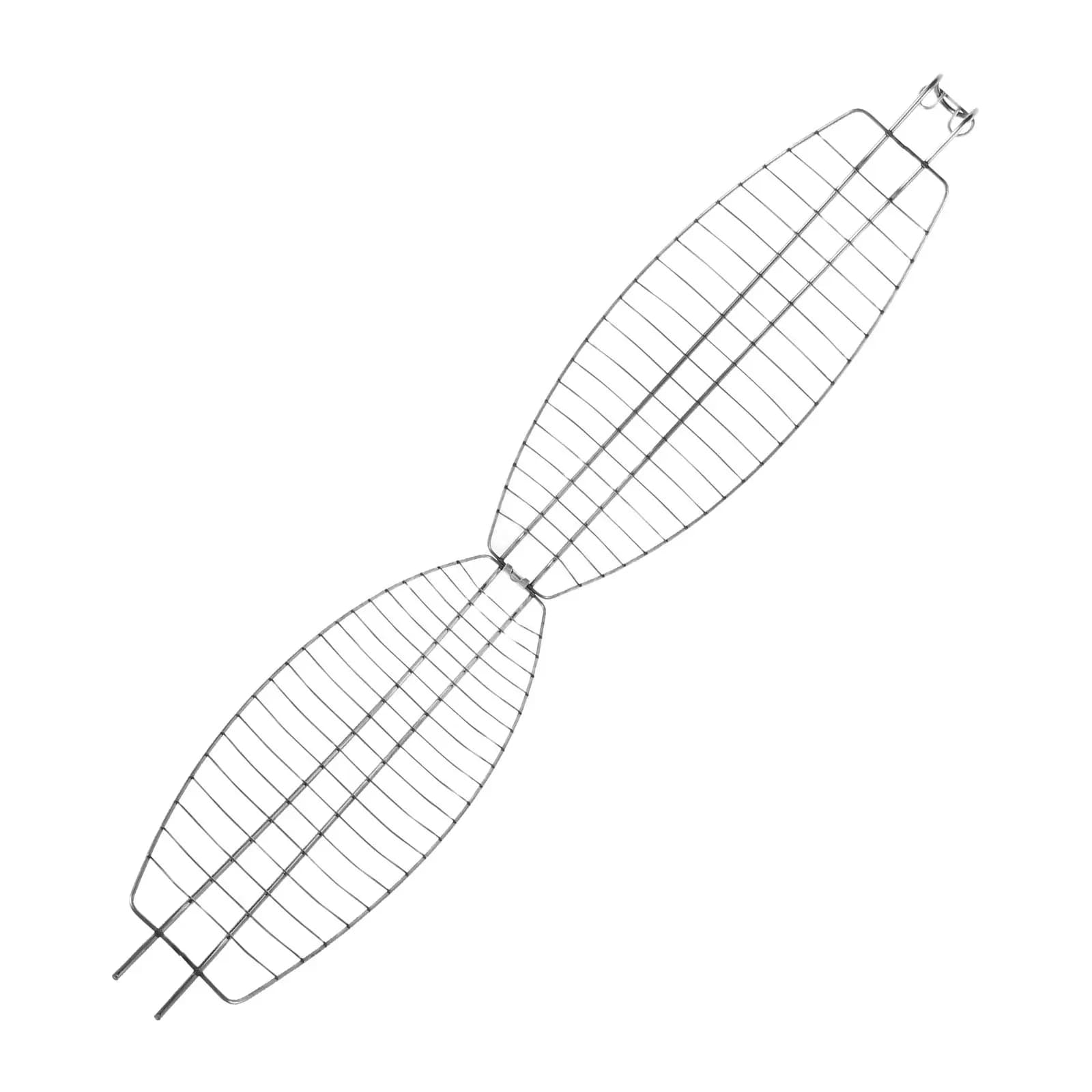 Griglia per Pesce in Acciaio Inox per Barbecue all'Aperto, Cestello Pieghevole e Staccabile, Accessorio per Grigliate da Campeggio, Utensile da Cucina Portatile