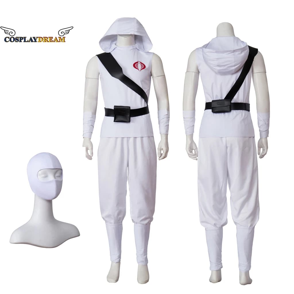 Snake Eyes GI Joe Origins Storm Shadow Costume Cosplay White Sleeveless Hoodie Mask Dress Halloween Carnival Dresses