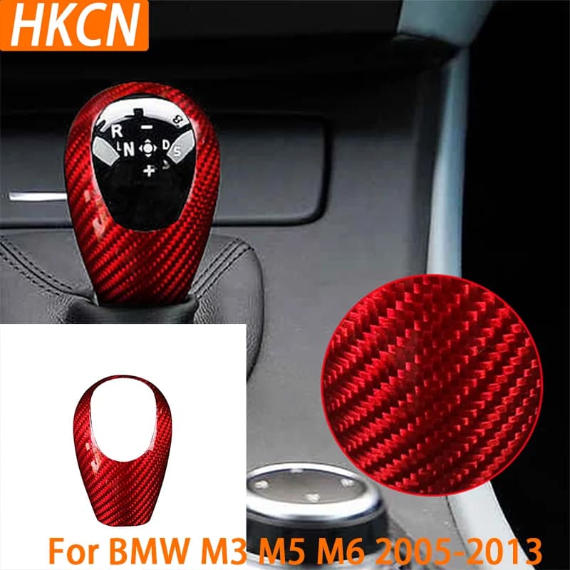 For BMW M3 M5 M6 2005-2013 Decorative Cover in Vera Carbon Fiber for Gear knob Interior Car Accessories