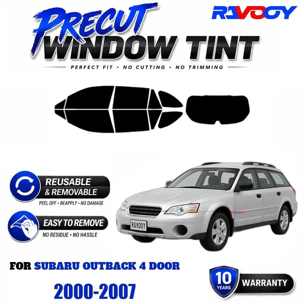 RAVOOY Precut Window Tint, Reusable Removable EPU Film, Custom Fit for Subaru Outback 4 Door 2000-2007, UV Heat Protection