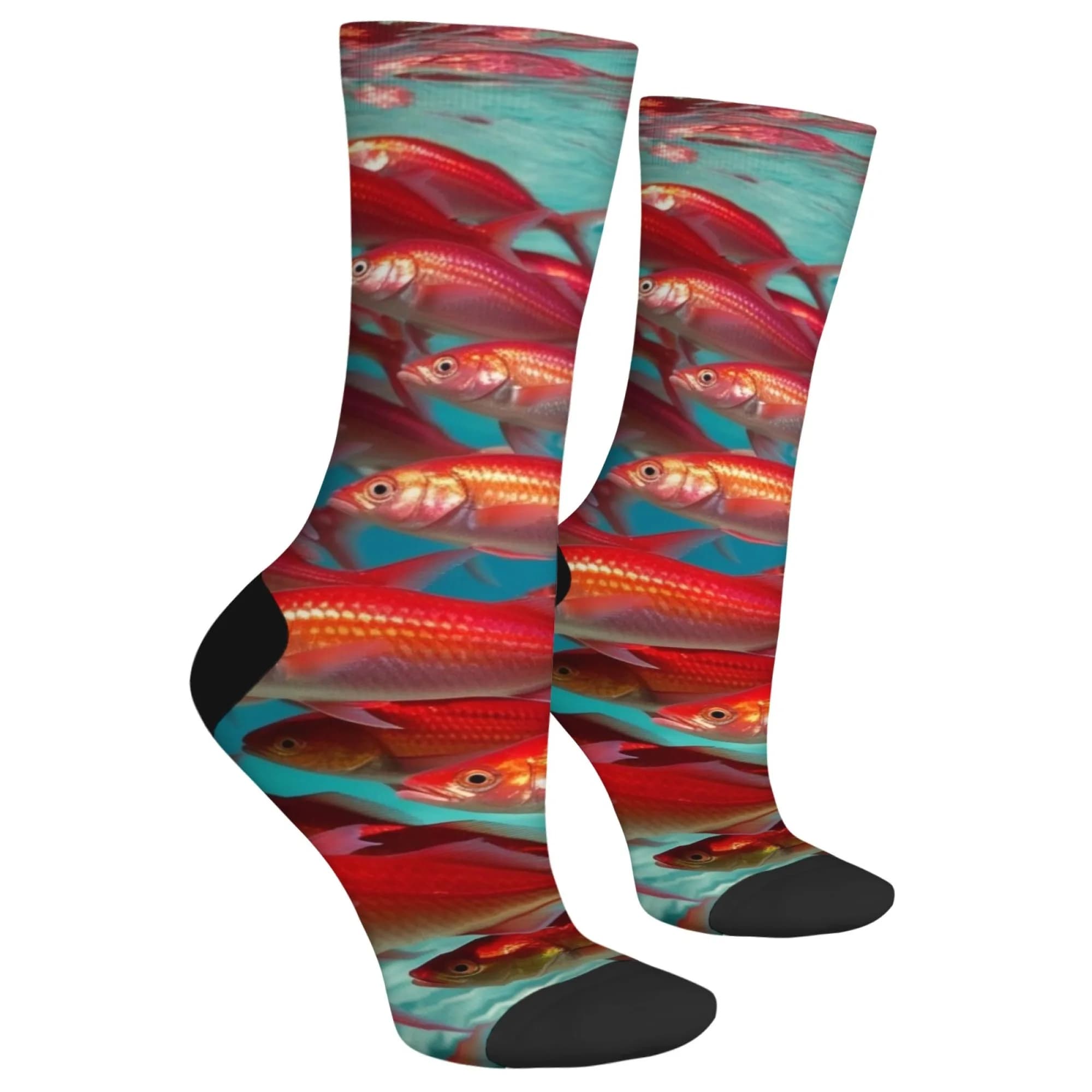 Calzini da uomo alla moda per la scuola dei pesci rossi, stile hip-hop, stampa acquatica, regalo perfetto per gli appassionati di streetwear e i fan della cultura pop