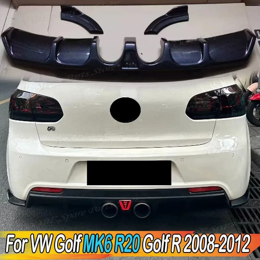 For VW Volkswagen Golf MK6 R20 Golf R 2008-2012 Rear Bumper Diffuser Lip Refit Spoiler Splitter Plate Rear Lip Body Kit Tuning
