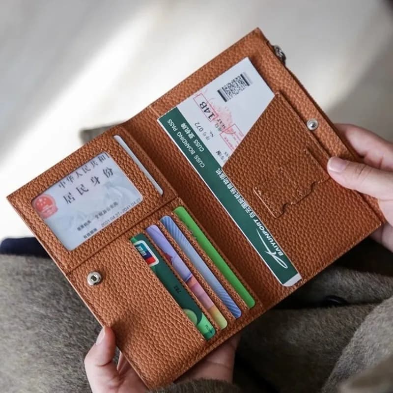 Waterproof Travel Wallet Leather Passport for Women Zippered