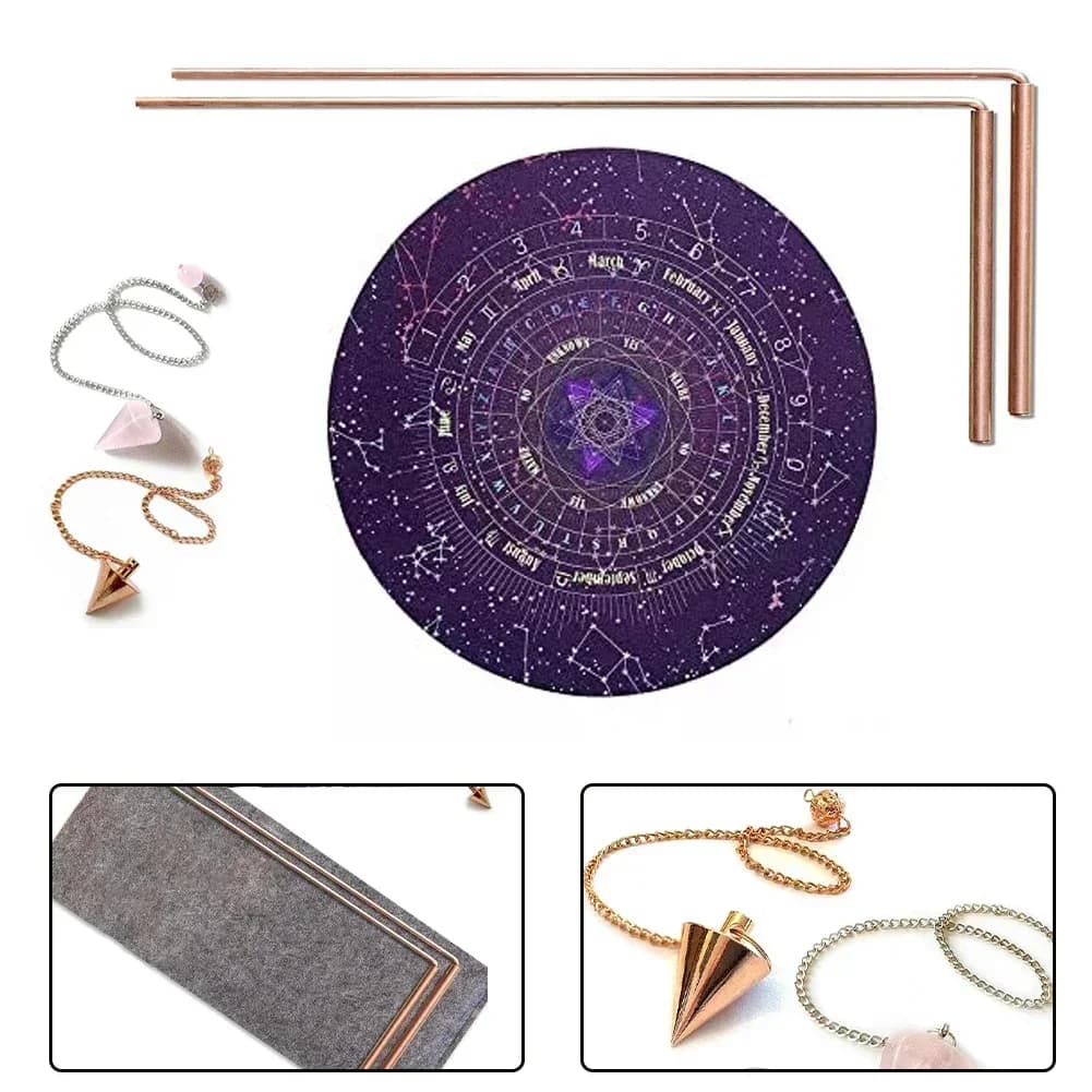 Kit asta da rabdomanzia in rame al 99,9% Set di cuscinetti per piastra a pendolo psichico e divinante per trovare fonti d'acqua, minerali, articoli perdute, terapia energetica