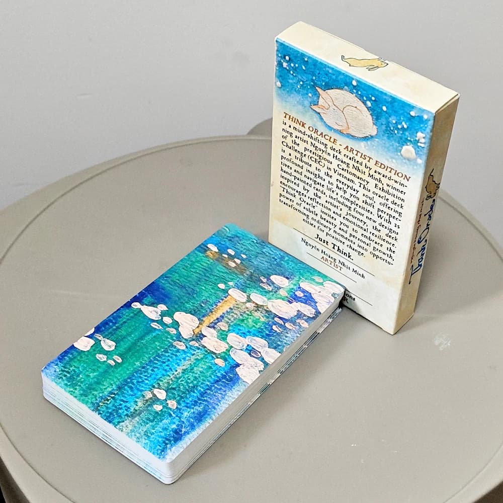 Think Oracle Deck 35 Carte Dipinte a Mano 12*7cm per Intuizione e Resilienza Emotiva, Cartoncino a Doppia Goffratura