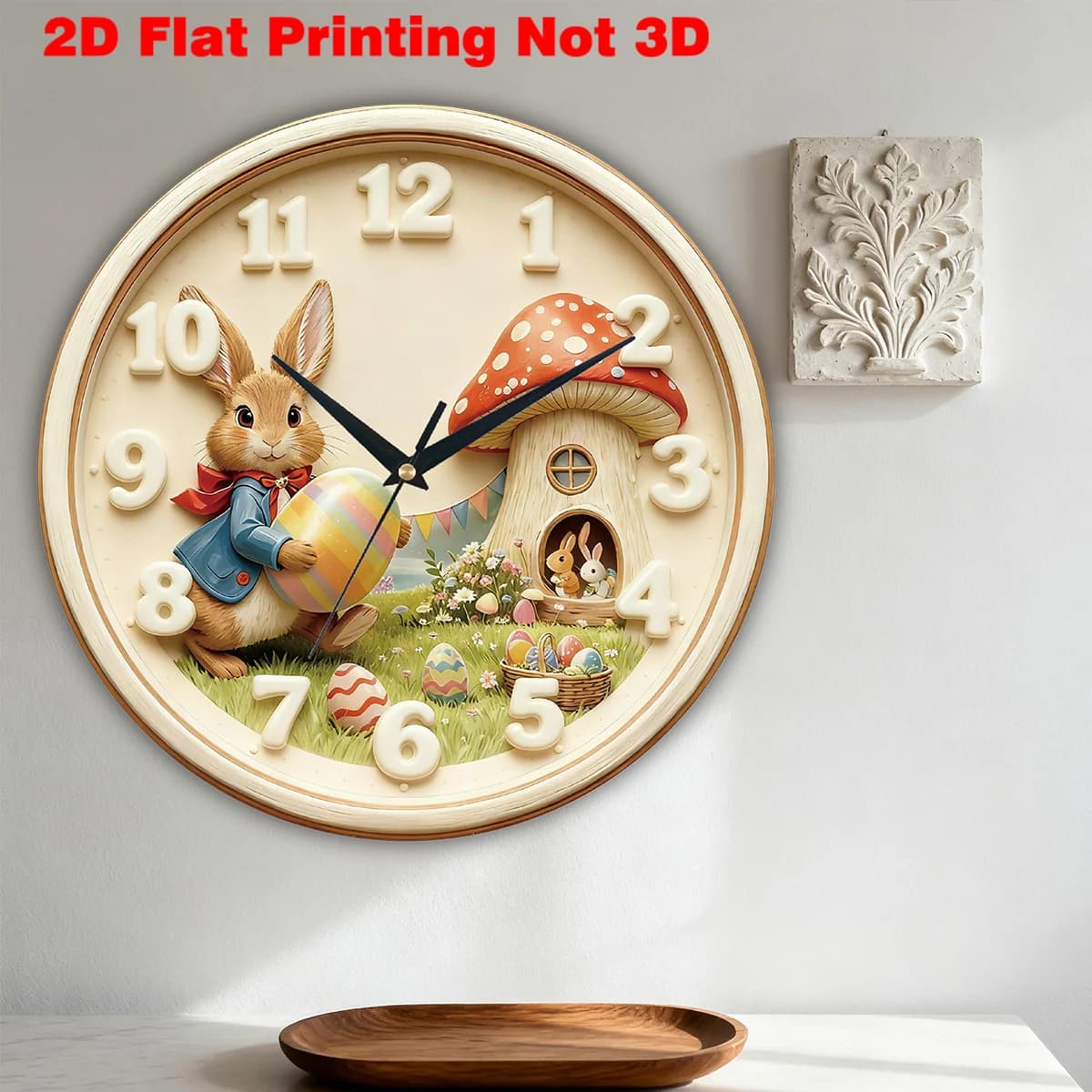 Easter Rabbit Pattern Wall Clock Festive Atmosphere Decorative Timepiece Perfect for Easter Decor