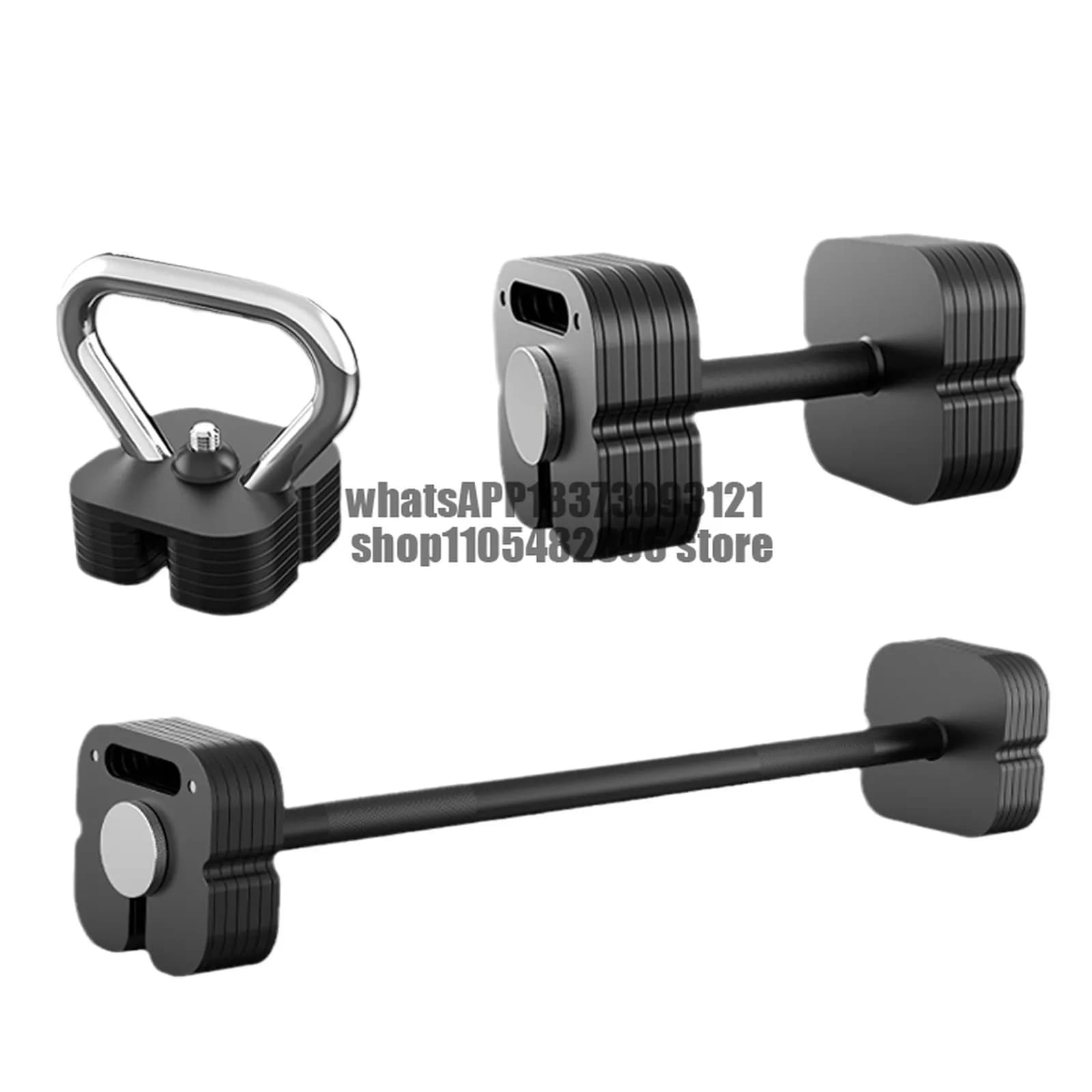 Men's Sports Fitness Pure Steel Adjustable Dumbbell Set Combination Set 4kg-49kg Quick Change 3-IN-ONE Kettlebells Barbells
