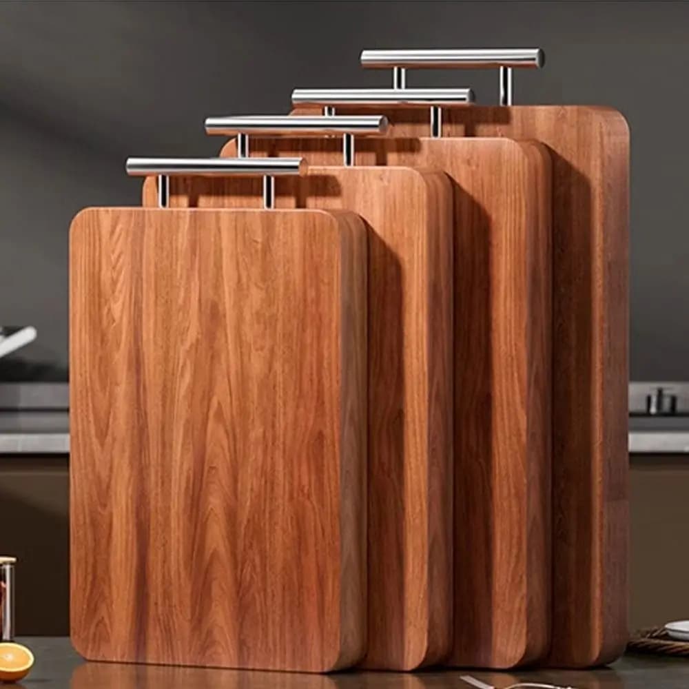 Double-Sided Wood Cutting Board Anti-slip Design Stainless Steel Hangers Cheese Board Wood Thickened Cooking Panel