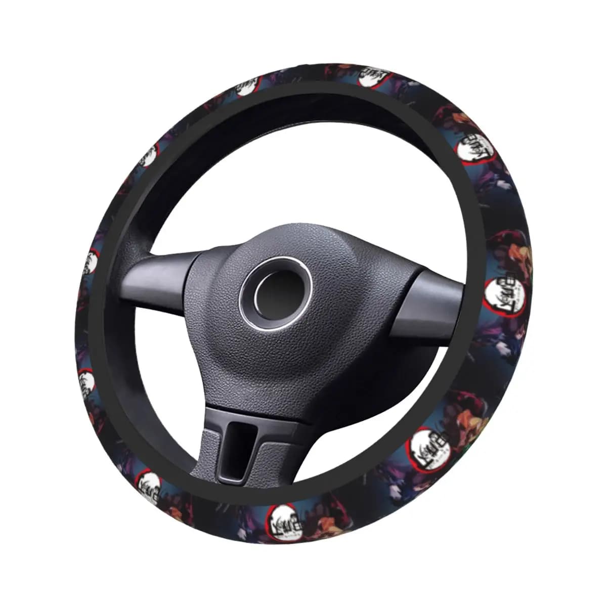 Coprivolante Kawaii Demon Slayer Kimetsu No Yaiba, Protezione Morbida per Volante, Adattabile Universalmente 37-38cm, Accessori Auto