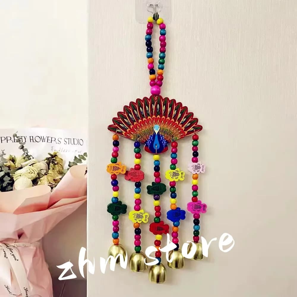 Chinese National Creative Peacock Straw Weaving Travelling Keepsake/Home Hanging Decorate Ornaments Wind Chimes