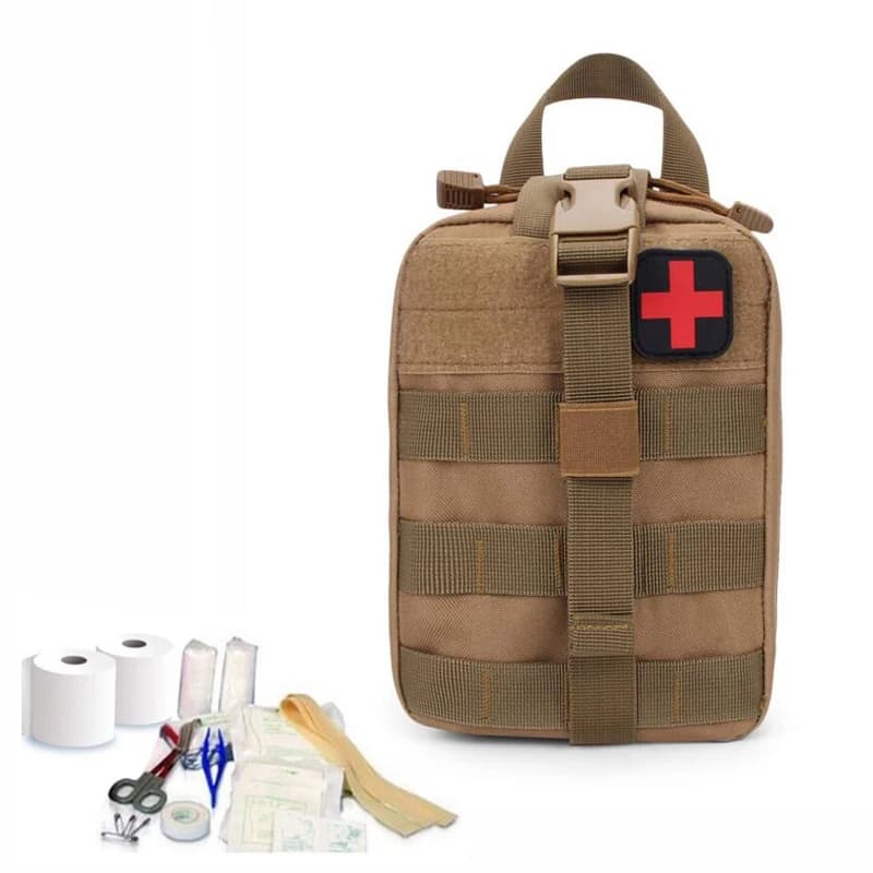Kit Medico d'Emergenza Portatile per Escursionismo e Campeggio, Piccolo Kit di Pronto Soccorso Tascabile, Borsa Tattica in Oxford per Accessori