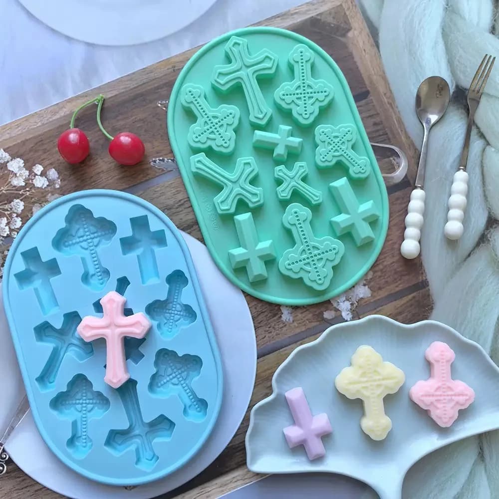 Stampo in Silicone a Forma di Croce per Cioccolato, Caramelle, Biscotti, Cubetti di Ghiaccio, Decorazioni per Cupcake, Stampo per Decorazione Torte