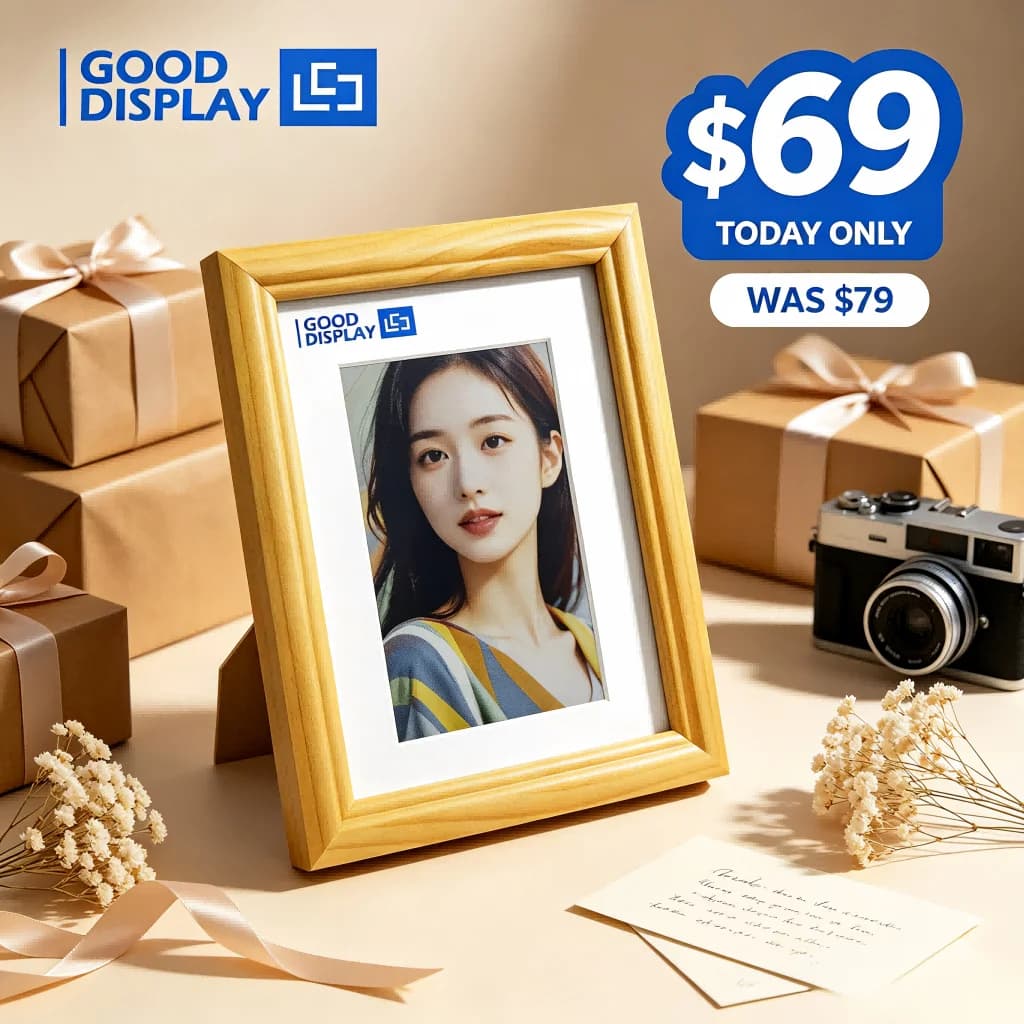 Wood Frame E Ink Digital Black Photo Frame 7.3" 13.3" Desktop Wall Mount E-Paper Art Display Home Decor Gift