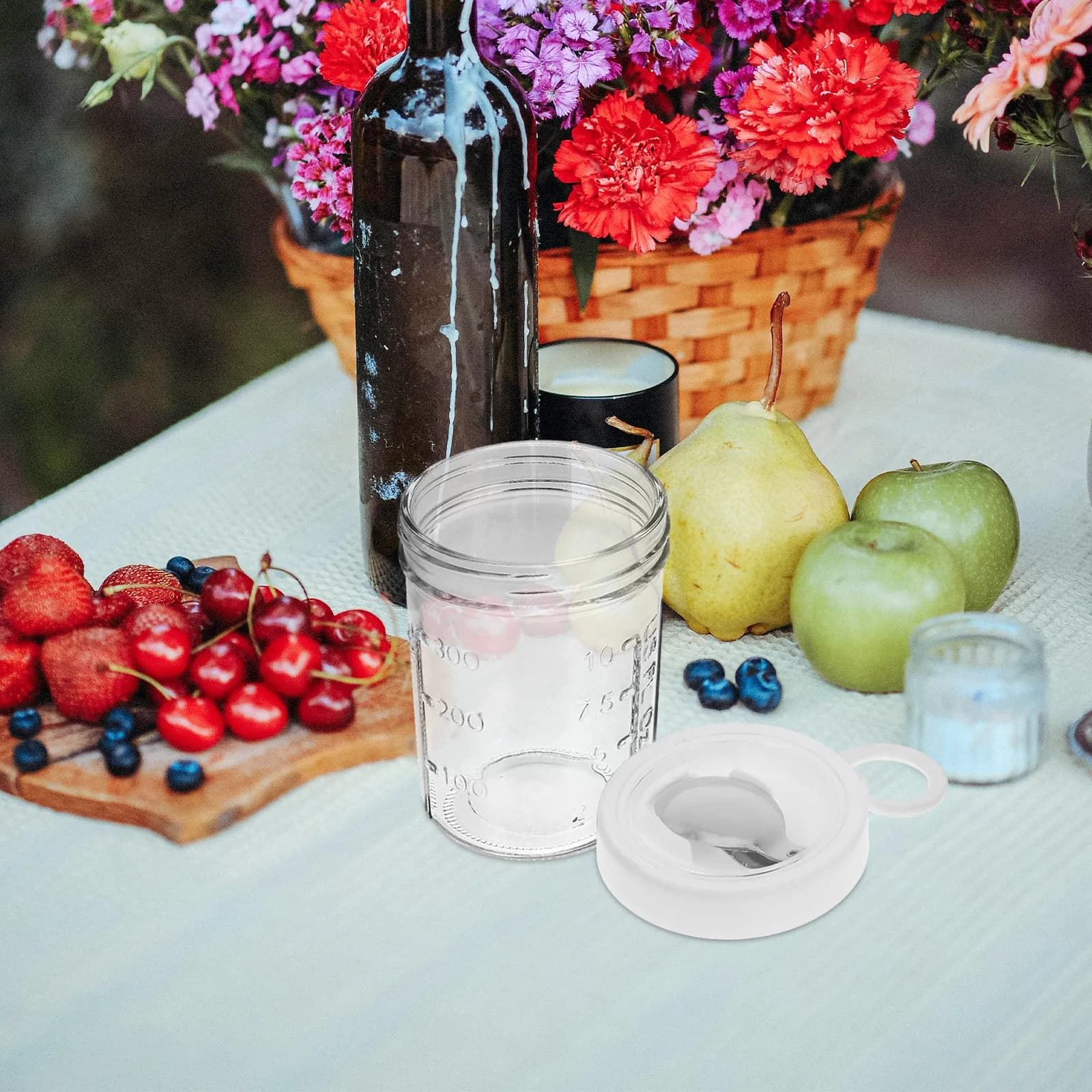Contenitori in Vetro per Avena 350ml, Barattoli a Bocca Larga con Coperchi Ermetici, Contenitori Portatili Riutilizzabili per Preparazione Pasti, Tazze per Yogurt e Parfait