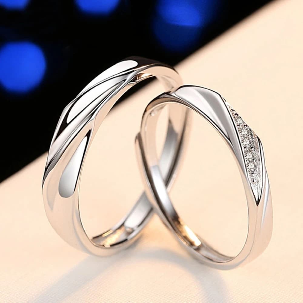 1 paio di anelli di coppia aperti ridimensionabili in platino placcato rame di cristallo twist uomo donna gioielli con dita regolabili trasporto di goccia