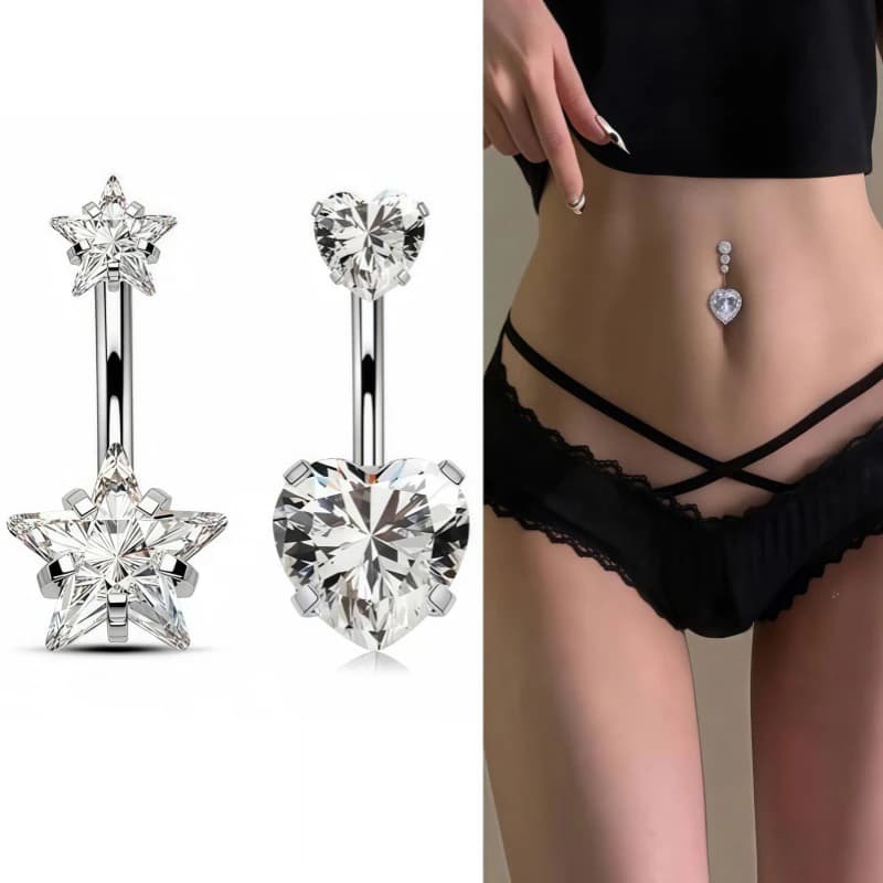 Anello per ombelico a forma di cuore in acciaio inossidabile con piercing all'ombelico sexy per gioielli per il corpo con anello per piercing all'ombelico da donna