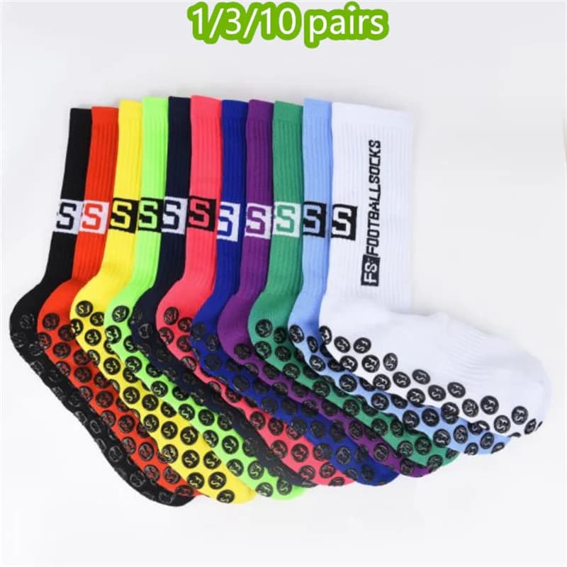 1/3/10 pairs of professional non-slip football socks for men and women sports socks background silicone football sport cycling sock with handle