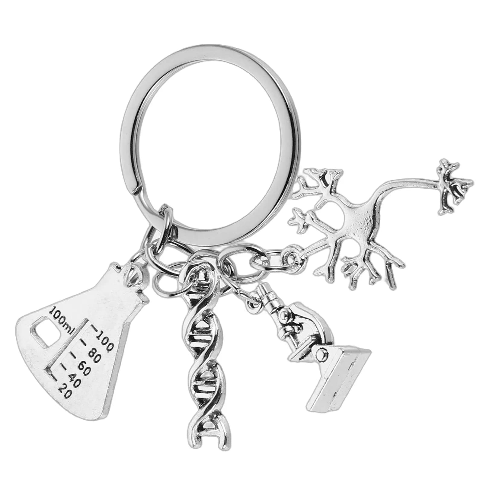 Biology Keychain Science Teacher Favor Microscope Engraved Metal Keychain for Students Educators Backpack Bag